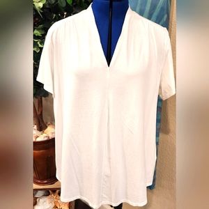 Lands' End soft v neck white shirt, 1X